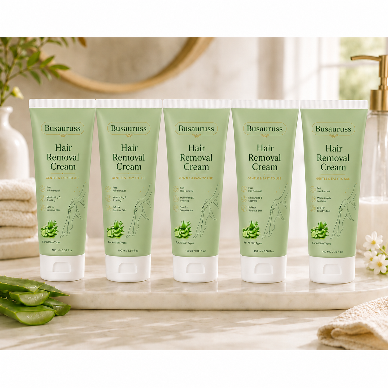 Busauruss™ Natural Gentle Hair Removal Cream | For Women & Men, Sensitive Skin
