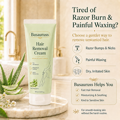 Busauruss™ Natural Gentle Hair Removal Cream | For Women & Men, Sensitive Skin