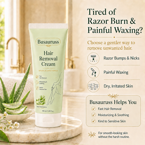 Busauruss™ Natural Gentle Hair Removal Cream | For Women & Men, Sensitive Skin