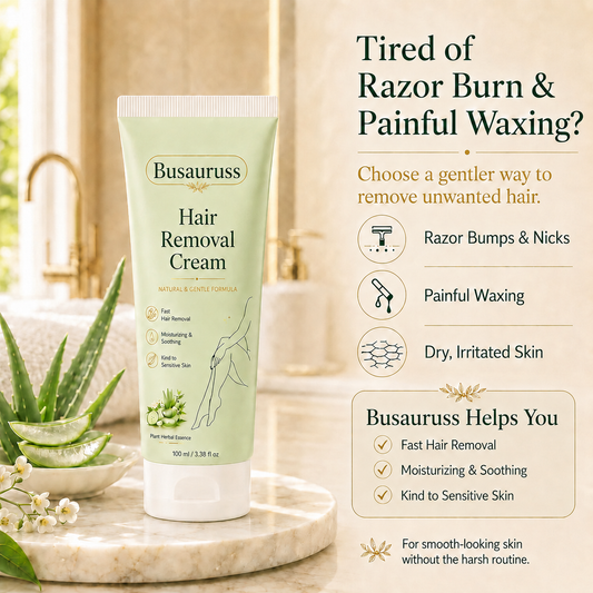 Busauruss™ Natural Gentle Hair Removal Cream | For Women & Men, Sensitive Skin