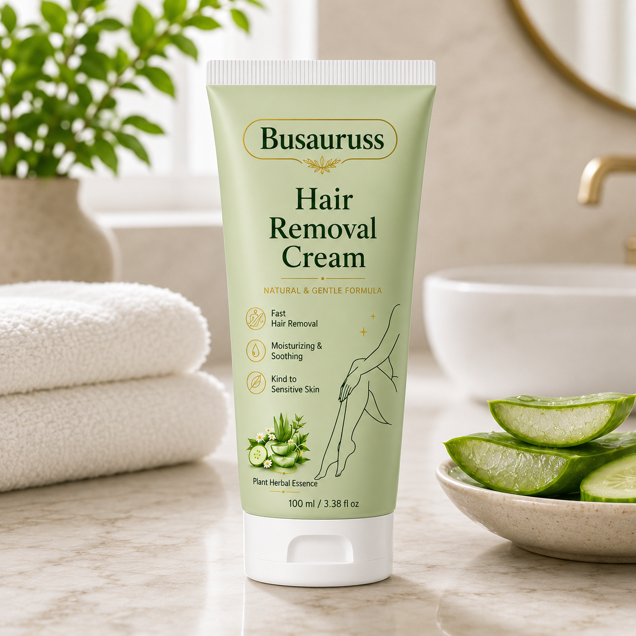 Busauruss™ Natural Gentle Hair Removal Cream | For Women & Men, Sensitive Skin